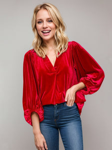 V-Neck Three-Quarter Sleeve Blouse (multiple color options)