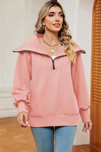 Load image into Gallery viewer, Half Zip Lantern Sleeve Sweatshirt  (multiple color options)
