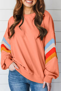 Contrast Round Neck Long Sleeve Sweatshirt (2 color options)