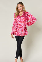 Load image into Gallery viewer, Printed Ruffle Trim Balloon Sleeve Shirt
