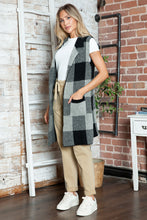 Load image into Gallery viewer, Plaid Lapel Collar Sleeveless Cardigan (multiple color options)
