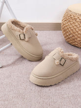 Load image into Gallery viewer, Thermal Fuzzy Buckle Platform Slippers (multiple color options)
