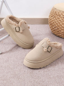 Thermal Fuzzy Buckle Platform Slippers (multiple color options)