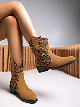 Load image into Gallery viewer, Leopard Suede Block Heel Boots (2 color options)
