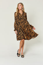 Load image into Gallery viewer, Printed Ruffle Hem Long Sleeve Dress
