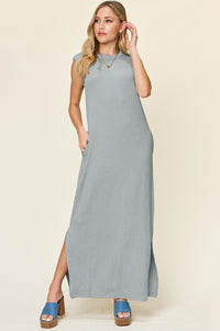 Texture Mock Neck Sleeveless Maxi Dress (multiple color options)