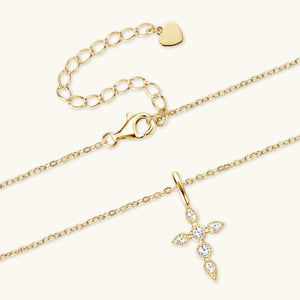 925 Sterling Silver Moissanite Cross Pendant Necklace (gold or silver)