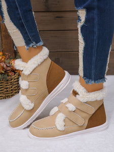 Faux Fur Round Toe Flat Boots (multiple color options)