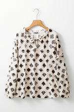 Load image into Gallery viewer, Printed Tie Neck Long Sleeve Blouse
