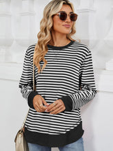 Load image into Gallery viewer, Striped Round Neck Long Sleeve Sweatshirt (multiple color options)
