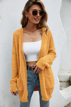 Load image into Gallery viewer, Open Front Openwork Fuzzy Cardigan with Pockets (multiple color options)
