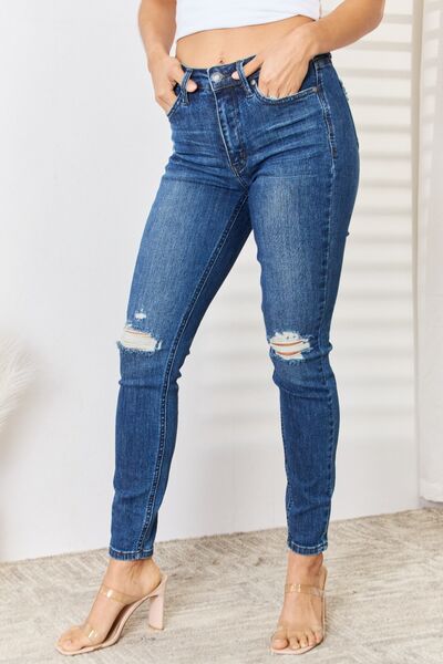 Raquel High Waist Distressed Slim Jeans by Judy Blue