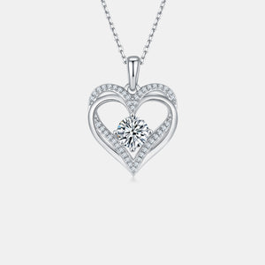 1.2 Carat Moissanite 925 Sterling Silver Heart Necklace (multiple color options)