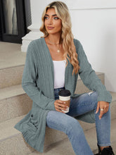 Load image into Gallery viewer, Pocketed Open Front Long Sleeve Cardigan (multiple color options)
