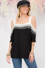 Load image into Gallery viewer, Striped Cold Shoulder Top
