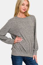 Load image into Gallery viewer, Melange Round Neck Top in Charcoal
