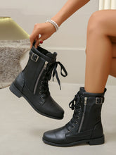 Load image into Gallery viewer, PU Leather Lace-Up Boots (multiple color options)
