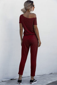 Comfortable Chic Asymmetrical Neck Tied Jumpsuit with Pockets (multiple color options)