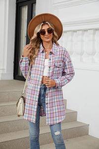 Plaid Collared Neck Long Sleeve Shirt (multiple color options)