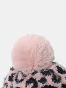 Leopard Hat with Pompom (multiple color options)