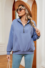 Load image into Gallery viewer, Half Zip Dropped Shoulder Sweatshirt (multiple color options)
