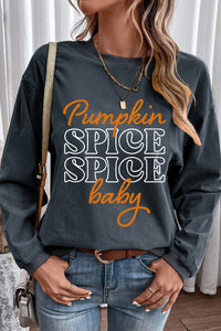 Pumpkin Spice Spice Baby Graphic Round Neck Long Sleeve Sweatshirt