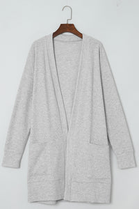 Pocketed Open Front Long Sleeve Cardigan (2 color options)