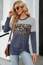 Load image into Gallery viewer, Leopard Striped Round Neck T-Shirt (multiple color options)
