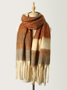 Fringe Color Block Polyester Scarf (multiple color options)