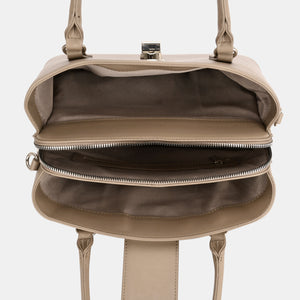 David Jones PU Leather Twist-Lock Tote Bag (multiple color options)