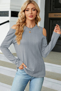 Round Neck Cold Shoulder T-Shirt (multiple color options)