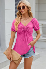 Load image into Gallery viewer, Eyelet Drawstring Short Sleeve Top  (multiple color options)
