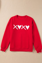 Load image into Gallery viewer, Valentine’s Day XOXO Round Neck Drop Shoulder Graphic Sweatshirt
