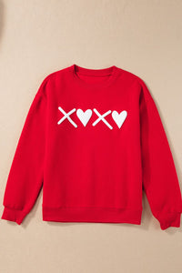 Valentine’s Day XOXO Round Neck Drop Shoulder Graphic Sweatshirt