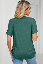 Load image into Gallery viewer, Ruched V-Neck Short Sleeve T-Shirt (multiple color options)
