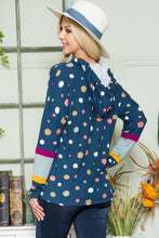 Load image into Gallery viewer, Polka Dot Drawstring Hoodie in Navy
