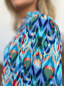 Printed Balloon Sleeve Blouse