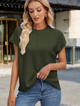 Load image into Gallery viewer, Exposed Seam Round Neck Short Sleeve Sweater (multiple color options)
