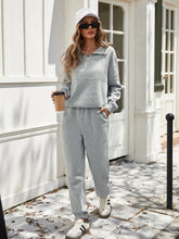 Load image into Gallery viewer, Half Zip Long Sleeve Top and Pants Set
