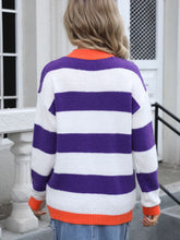 Load image into Gallery viewer, Contrast Striped Round Neck Sweater (multiple color options)
