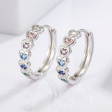 Load image into Gallery viewer, 925 Sterling Silver Inlaid Zircon Heart Huggie Earrings
