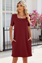 Load image into Gallery viewer, Pocketed Square Neck Short Sleeve Dress (multiple color options)
