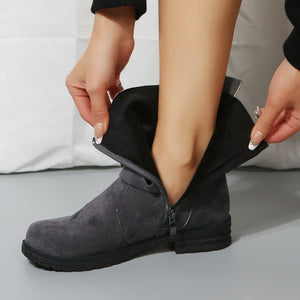 Suede Side Zip Round Toe Boots (multiple color options)