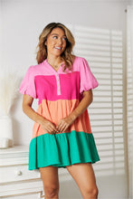 Load image into Gallery viewer, Color Pop Buttoned Puff Sleeve Dress
