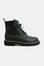 Load image into Gallery viewer, Faux Leather Lace-Up Boots with Side Zipper
