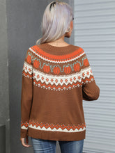 Load image into Gallery viewer, Geometric Round Neck Long Sleeve Sweater (2 color options)
