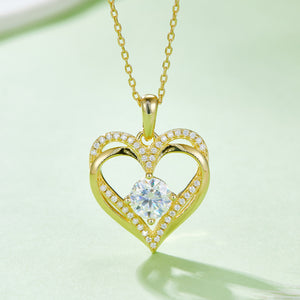 1.2 Carat Moissanite 925 Sterling Silver Heart Necklace (multiple color options)