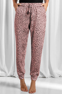 Leopard Drawstring Pocketed Pants (multiple color options)