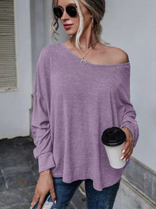 Double Tie Drop Shoulder Long Sleeve Top (multiple color options)