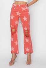 Load image into Gallery viewer, Distressed Raw Hem Star Pattern Jeans by Risen
